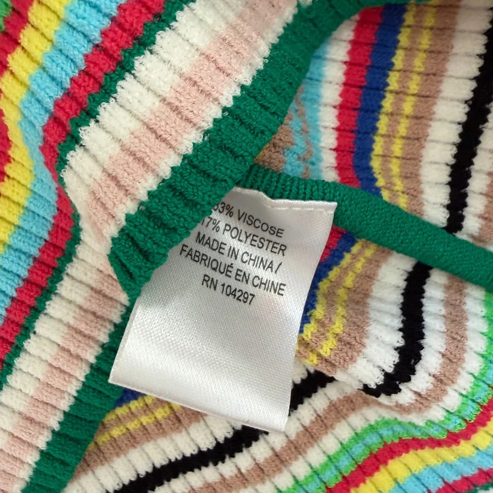 Milly Womens Multicolor Striped Ribbed Knit Scoop Neck Bell Sleeve Top Small - Picture 6 of 8